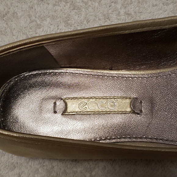 Ecco Goya Bow metallic gold leather ballet flats,7 - Picture 3 of 10